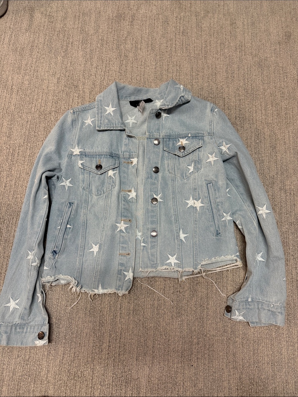 Light Blue Star-Print Denim Jacket - Women